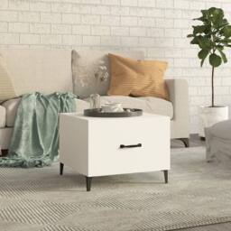 Berkfield Home Coffee Table with Metal Legs White 50x50x40 cm - Size: 50 x 50 x 40 cm - thumbnail 2