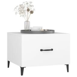 Berkfield Home Coffee Table with Metal Legs White 50x50x40 cm - Size: 50 x 50 x 40 cm - thumbnail 4