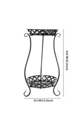 Living and Home 2 Tier Tall Vintage Metal Plant Stand Flower Holder Plant Pot Rack in Black - thumbnail 2
