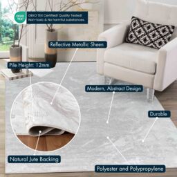 Desire Rugs Serenity Modern Abstract Area Rug - Flowing Water-Inspired Design for Living Room, Bedroom, Hallway in Stone - Size: 80 cm x 150 cm - thumbnail 3