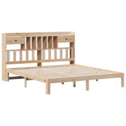 Berkfield Home Bookcase Bed without Mattress 180x200cm Solid Wood Pine in Light Sand - Size: Super King - thumbnail 3