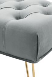 Living and Home Buttoned Velvet Bench Gold Hairpin Legs in Grey - thumbnail 4