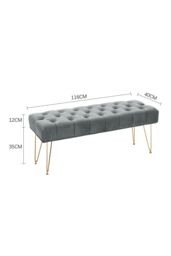 Living and Home Buttoned Velvet Bench Gold Hairpin Legs in Grey - thumbnail 6
