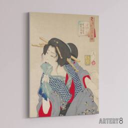 "Artery8 Yoshitoshi Woman Getting Tattoo Vintage Japanese Canvas Art Print - Size: W12"" x H16""" - thumbnail 2