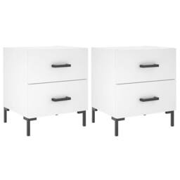 Berkfield Home Modern Bedside Cabinets 2 pcs White 40x35x47.5 cm Engineered Wood - thumbnail 3
