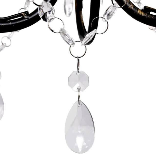 Berkfield Home Luxurious Art Nouveau Style Black Chandelier Crystal Beads 3xE14 Bulbs - image 1