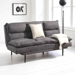 OAT Home Sennen Cushion Padded Fabric 3 Seater Large Single Clic-Clac Sofa Bed in Charcoal - thumbnail 1
