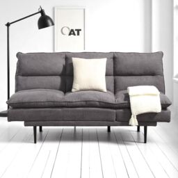 OAT Home Sennen Cushion Padded Fabric 3 Seater Large Single Clic-Clac Sofa Bed in Charcoal - thumbnail 2