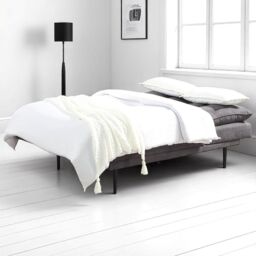 OAT Home Sennen Cushion Padded Fabric 3 Seater Large Single Clic-Clac Sofa Bed in Charcoal - thumbnail 6