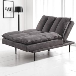 OAT Home Sennen Cushion Padded Fabric 3 Seater Large Single Clic-Clac Sofa Bed in Charcoal - thumbnail 3