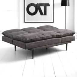 OAT Home Sennen Cushion Padded Fabric 3 Seater Large Single Clic-Clac Sofa Bed in Charcoal - thumbnail 4