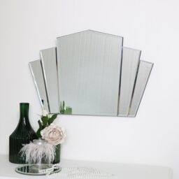 Melody Maison Art Deco Fan Frameless Wall Mirror 40cm X 60cm in Clear - Size: 40 cm X 60 cm - thumbnail 2