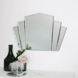 Melody Maison Art Deco Fan Frameless Wall Mirror 40cm X 60cm in Clear - Size: 40 cm X 60 cm - thumbnail 4