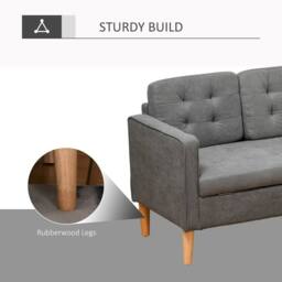 Wyld Haus Grey Fabric 3 Seater Sofa Hidden Storage Tufted Seat & Wooden Legs - thumbnail 5