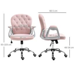 FORGEVIO Office Chair Velour Diamond Tufted Padded Ergonomic Pink - thumbnail 2