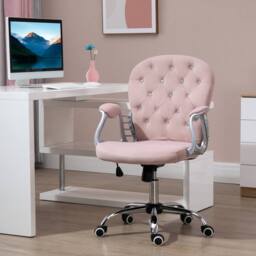 FORGEVIO Office Chair Velour Diamond Tufted Padded Ergonomic Pink - thumbnail 5