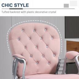 FORGEVIO Office Chair Velour Diamond Tufted Padded Ergonomic Pink - thumbnail 3