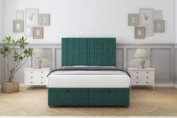 "Comfort Beds Lorenzo Plush Ottoman Bed Base-26"" Strutted Headboard in Emerald - Size: Small Double"