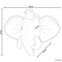 Wyld and Coco Plush Grey Elephant Head Wall Decor with Crown and Silver Sequin Fangs - thumbnail 4