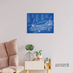 "Artery8 Chinook Helicopter CH 47d Military Canvas Wall Art Print in Blue - Size: W18"" x H24""" - thumbnail 3