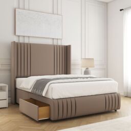 "BSSPOKE Peyton Divan Bed Velvet 54"" Headboard & 2Drawers Footend No Mattress in Bronze - Size: King"