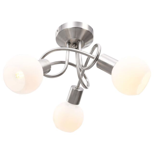 Berkfield Home Ceiling Lamp with Ceramic Shades for 3 E14 Bulbs White Bowl - image 1