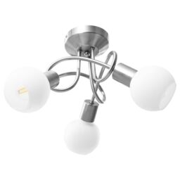 Berkfield Home Ceiling Lamp with Ceramic Shades for 3 E14 Bulbs White Bowl - thumbnail 2