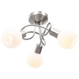 Berkfield Home Ceiling Lamp with Ceramic Shades for 3 E14 Bulbs White Bowl
