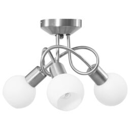 Berkfield Home Ceiling Lamp with Ceramic Shades for 3 E14 Bulbs White Bowl - thumbnail 4