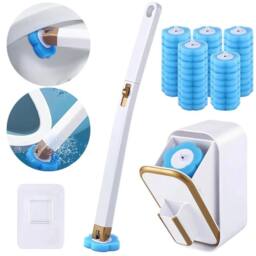 NESTLUNE Disposable Toilet Brush Wand with Holder & 48 Refills in White