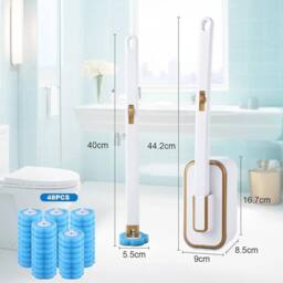 NESTLUNE Disposable Toilet Brush Wand with Holder & 48 Refills in White - thumbnail 2
