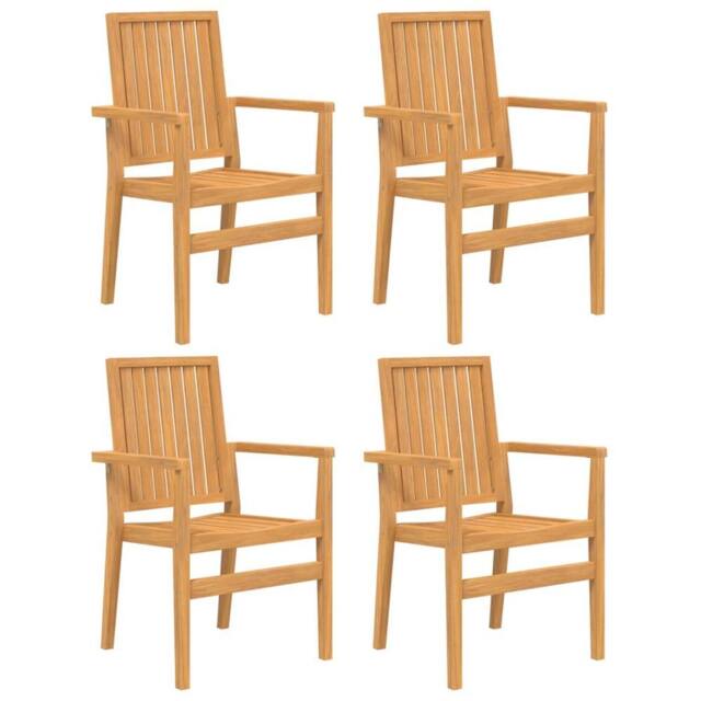 Berkfield Home Stackable Garden Chairs 4 pcs 56.5x57.5x91 cm Solid Wood Teak in Brown - image 1