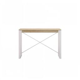 Ventryn Natural Oak Console Table Modern Metal Frame Cross Supports in White - thumbnail 3