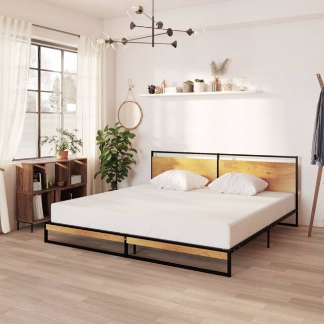 Berkfield Home Bed Frame Metal 200x200 cm in Black - image 1