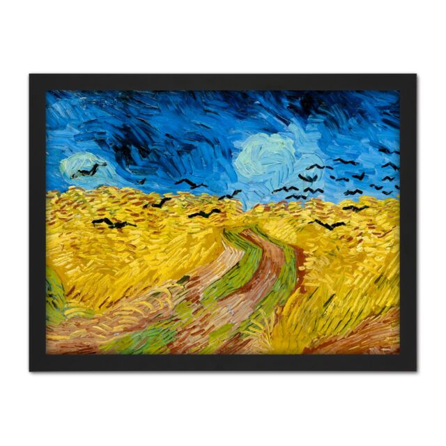 "Artery8 Wall Art Print Van Gogh Wheatfield With Crows Painting Large Framed Wall Décor Art in Light Oak - Size: W18"" x H24""" - image 1