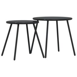 Berkfield Home Garden Coffee Tables 2 pcs Round Black Powder-coated Steel - thumbnail 6