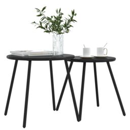 Berkfield Home Garden Coffee Tables 2 pcs Round Black Powder-coated Steel - thumbnail 3