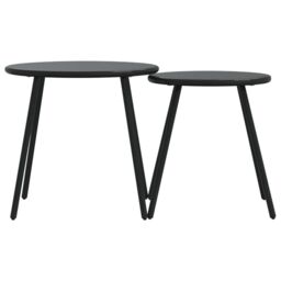 Berkfield Home Garden Coffee Tables 2 pcs Round Black Powder-coated Steel - thumbnail 4
