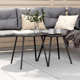 Berkfield Home Garden Coffee Tables 2 pcs Round Black Powder-coated Steel - thumbnail 1