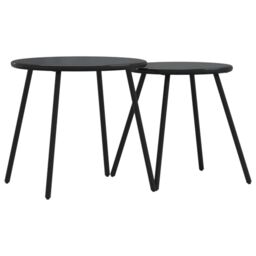 Berkfield Home Garden Coffee Tables 2 pcs Round Black Powder-coated Steel - thumbnail 2
