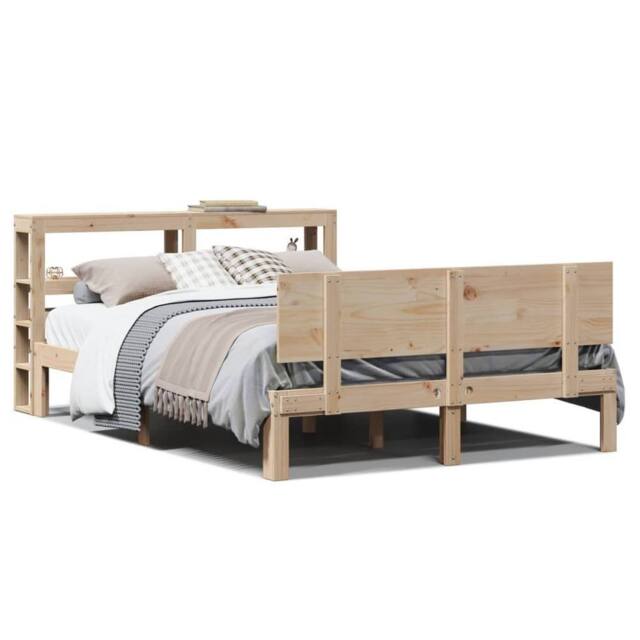 Berkfield Home Bed Frame with Headboard without Mattress 140x190 cm in Natural - image 1