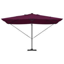 Berkfield Home Stylish Cantilever Roma Parasol with LEDs Bordeaux Red 352x251x26 in Maroon - thumbnail 6