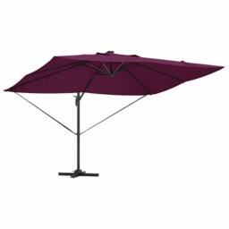 Berkfield Home Stylish Cantilever Roma Parasol with LEDs Bordeaux Red 352x251x26 in Maroon - thumbnail 5