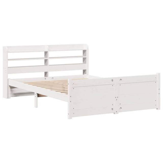 Berkfield Home Beautiful Bed Frame with Headboard without Mattress White 150x200 - Size: King - image 1