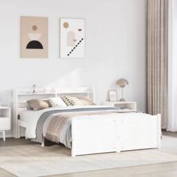 Berkfield Home Beautiful Bed Frame with Headboard without Mattress White 150x200 - Size: King - thumbnail 2
