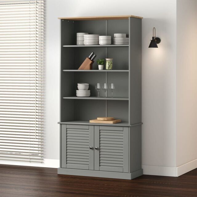 Berkfield Home Bookcase VIGO Grey 85x35x170 cm Solid Wood Pine - Size: 85 x 35 x 170 cm - image 1