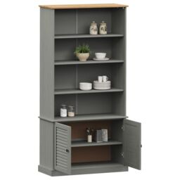 Berkfield Home Bookcase VIGO Grey 85x35x170 cm Solid Wood Pine - Size: 85 x 35 x 170 cm - thumbnail 3