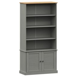 Berkfield Home Bookcase VIGO Grey 85x35x170 cm Solid Wood Pine - Size: 85 x 35 x 170 cm - thumbnail 2