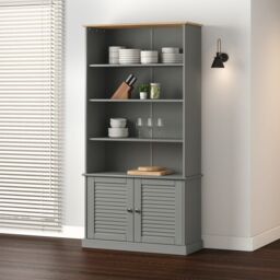 Berkfield Home Bookcase VIGO Grey 85x35x170 cm Solid Wood Pine - Size: 85 x 35 x 170 cm - thumbnail 1