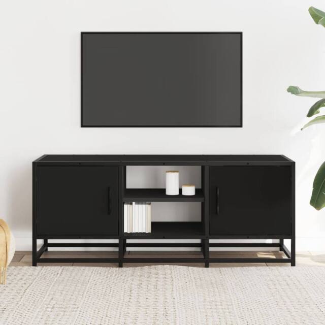 Berkfield Home TV Cabinet Black 100x35x41 cm Engineered Wood & Metal - Size: 100 x 35 x 41 cm - image 1